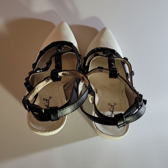 BRAND NEW QUPID POINTED TOE 'ROCKTUD" CAGET LEATHER PUMP WEDGE SHOE - Picture 14 of 16